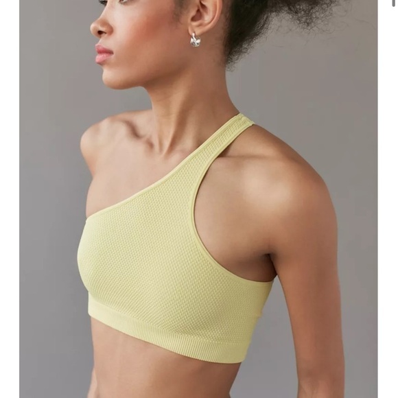 One shoulder seamless bra top yellow - Picture 1 of 5